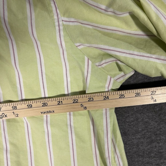 Polo Ralph Lauren Shirt Mens L Lime Green Striped Preppy Classic Fit Long Sleeve - Picture 7 of 8